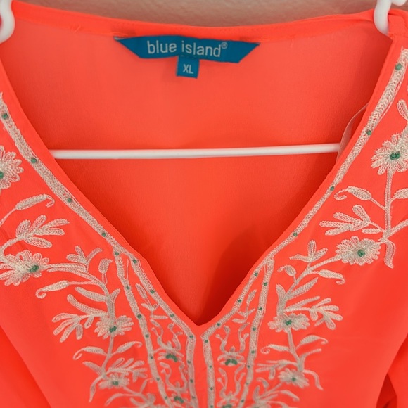 EUC neon orange swim coverup / tunic top by Blue Island - Picture 2 of 5